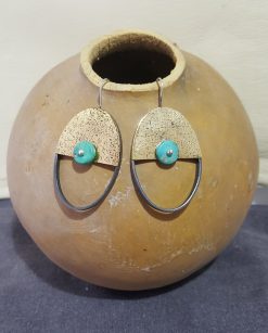 Turquoise Silver brass dangle earrings