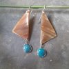 Modern Ethnic earrings. Cow horn and turquoise set in sterling silver