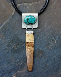 modern tribal jewelry, Turquoise and Bamboo Pendant