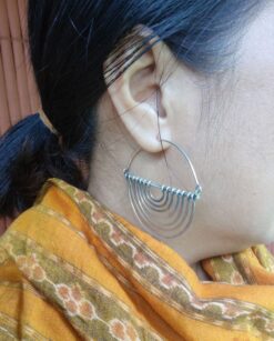 Sterling silver hoop earrings, great movement, flashy funky, e196