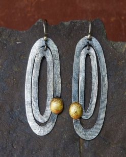 Dramatic Lightweight Hoops-Textured sterling Silver with Gold Accents